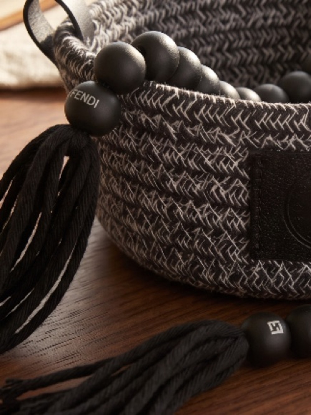 Fendi Woven Basket with Decorative bead rope accent - Picture 3 of 4